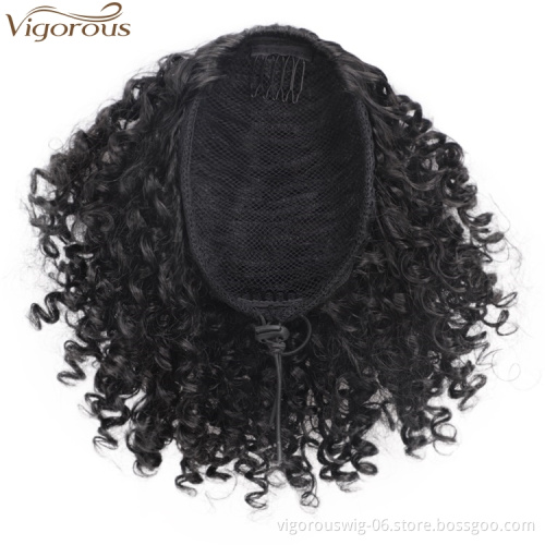 Vigorous Drawstring Afro Kinky Synthetic Ponytail for Black Women Clip in Hair Extension Kinky Curly Ponytail Hairpiece